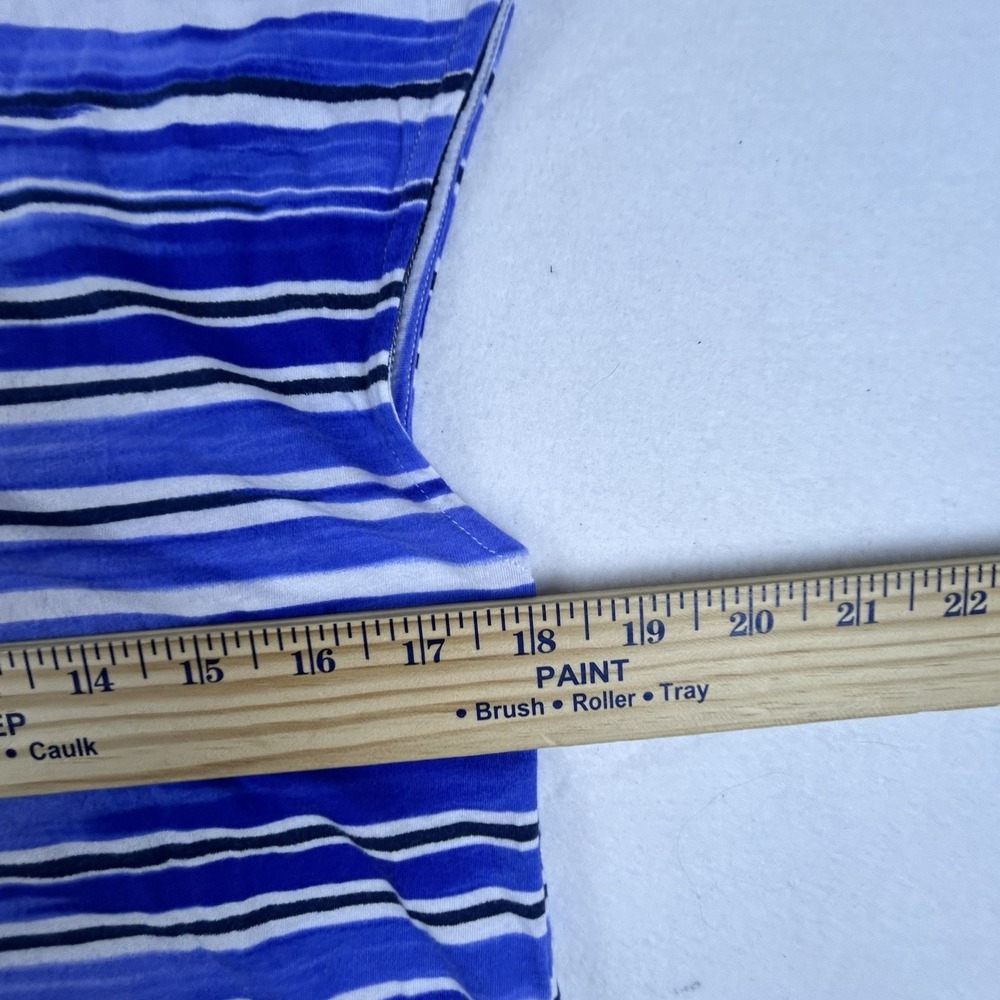 Ann Taylor Women's Blue Striped Cap Sleeve Tie Back Scoop Neck L Coastal Style - Picture 4 of 8